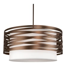 Tempest 4 Light 24" Wide Drum Chandelier - Medium (E26) with White Linen Inner and Finished to Match Metal Outer Shade