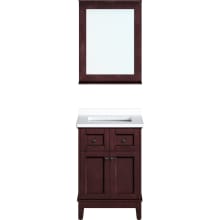 Bedford 24" Free Standing Single Basin Vanity Set with Cabinet, Stone Vanity Top and Framed Mirror and Stone Vanity Top