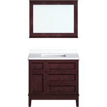 Bedford 36" Free Standing Single Basin Vanity Set with Cabinet, Stone Vanity Top and Framed Mirror and Stone Vanity Top