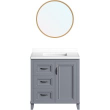 Ambridge 31" Free Standing Single Basin Vanity Set with Cabinet, Stone Vanity Top and Framed Mirror and Stone Vanity Top