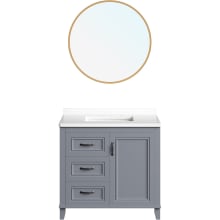 Ambridge 36" Free Standing Single Basin Vanity Set with Cabinet, Stone Vanity Top and Framed Mirror and Stone Vanity Top