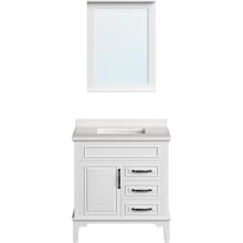 Lanesboro 31" Free Standing Single Basin Vanity Set with Cabinet, Stone Vanity Top and Framed Mirror and Stone Vanity Top