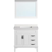 Lanesboro 36" Free Standing Single Basin Vanity Set with Cabinet, Stone Vanity Top and Framed Mirror and Stone Vanity Top