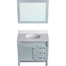 Callimont 36" Free Standing Single Basin Vanity Set with Cabinet, Stone Vanity Top and Framed Mirror and Stone Vanity Top