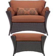Strathmere Over-Sized Outdoor Wicker Arm Chair with Ottoman