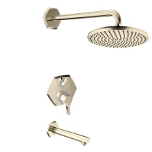 Locarno Thermostatic Tub and Shower Trim Package with Integrated Volume Control, 2 Outlet Diverter and 2.5 GPM Rain Shower Head - Less Valve