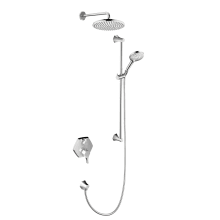 Locarno Thermostatic Shower System Trim with Integrated Volume Control, Diverter, 2.5 GPM Rain Shower Head and Hand Shower on Slide Mount - Less Valve