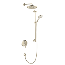 Locarno Thermostatic Shower System Trim with Integrated Volume Control, Diverter, 1.75 GPM Rain Shower Head and Hand Shower on Slide Mount - Less Valve