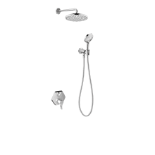 Locarno Thermostatic Shower System Trim with Integrated Volume Control, Diverter, 2.5 GPM Rain Shower Head and Hand Shower on Wall Mount - Less Valve
