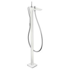 PuraVida Floor Mounted Tub Filler with 2.5 GPM Multi Function Hand Shower, 49" Techniflex Hose and Diverter Tub Spout Less Valve