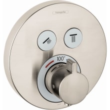 ShowerSelect S Round Thermostatic Valve Trim with On/Off Select Push Button for 2 Distinct Functions - Less Rough In