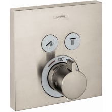 ShowerSelect Square Thermostatic Valve Trim with On/Off Select Push Button for 2 Distinct Functions - Less Rough In