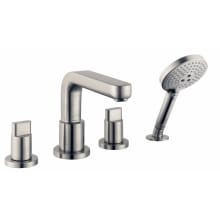 Metris S Deck Mounted Roman Tub with Built-In Diverter and Knob Handles - Includes 1.8 GPM Hand Shower