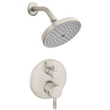 S Shower Faucet with Thermostatic / Volume Control Valve Trim, Metal Lever Handles, Shower Arm and Single Function Shower Head Less Valve
