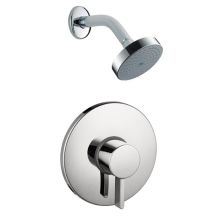 S Shower Faucet with Pressure Balanced Valve Trim, Metal Lever Handle, Shower Arm and Single Function Shower Head Less Valve