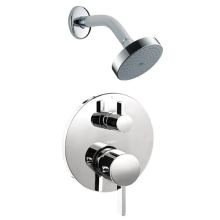 S Shower Faucet with Thermostatic / Volume Control Valve Trim, Metal Lever Handles, Shower Arm and Single Function Shower Head Less Valve