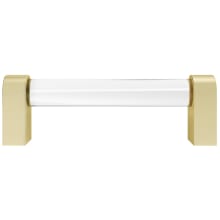 Clarity 3-3/4" Center to Center Solid Brass and Clear Acrylic Luxury Modern Cabinet Handle / Drawer Pull