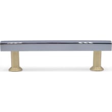 Mod 3-3/4" Center to Center Modern Solid Brass Square Cabinet Bar Handle / Drawer Bar Pull with Split Finish