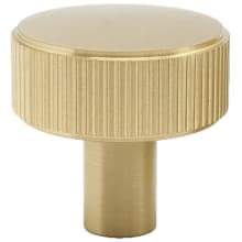 Ribbed 1-3/8" Flat Ridged Round Solid Brass Mushroom Cabinet Knob / Drawer Knob