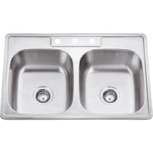 33" Drop In Double Basin Stainless Steel Kitchen Sink