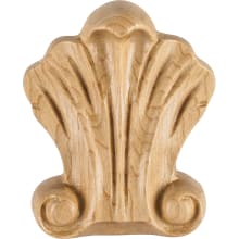 Ocean Beach Seashell Solid Wood Applique Onlay - 3-3/4"H x 3-1/4"W x 3/4"D