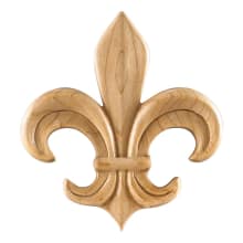 Fleur De Lis Lily Solid Wood Carved Applique Onlay - 4-5/8"H x 5"W x 3/4"D