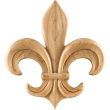 Fleur De Lis Lily Solid Wood Applique Onlay -  4-1/8"H x 3-3/4"W x 1/2"D