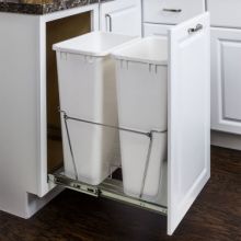 Double 50 Quart Wire Pull Out Trash Can / Trash Drawer with Full Extension Slides for 18" Base Cabinets - Cans Not Included