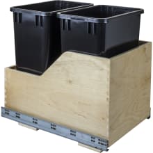 Bottom Mount Double Trash Can with Full Extension Slides for 18" Base Cabinets - 35 Quart Capacity