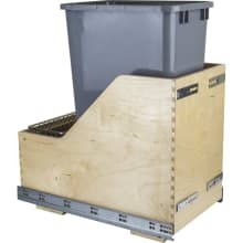 Single 50 Quart Bottom Mount 12-5/8 Inch Wide Pullout Waste Container System with Full Extension Slides for 15" Base Cabinets