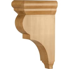 Traditional Solid Wood Smooth Scroll Corbel Counter Shelf Bar Bracket - 10"H x 3"W x 6-1/2"D