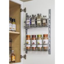 11-9/16" Wide Cabinet Door Mounted Tray System Spice Rack with Adjustable Shelves