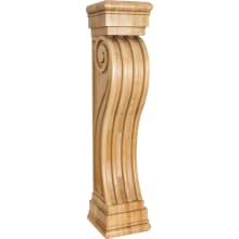 Large Fluted Art Deco Style Fireplace Mantel Island Carved Solid Wood Corbel Post Column - 36"H x 8"W x 8"D