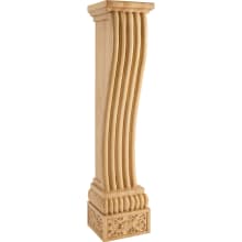 Large Fireplace Mantel Island Carved Solid Wood Corbel Post Column with Baroque Styling, 36"H x 8"W x 7"D