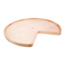 28 Inch Kidney Shape Lazy Susan Shelf with Finger-jointed Rim and Center Hole