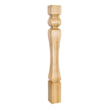 Baroque Solid Wood Carved Tapered Furniture Post - Leg - 35-1/2"H x 3-3/4"D