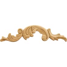 Paint Grade Pressed Wood Carved Acanthus Applique Onlay - Right Curve - 3"H x 12-1/4"W x 5/16"D