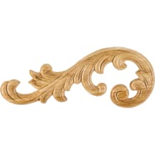 Paint Grade Pressed Wood Carved Acanthus Applique Onlay - Left Curve - 4-3/8"H x 10-5/8"W x 5/16"D