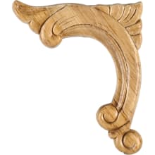 Paint Grade Pressed Wood Carved Acanthus Applique Onlay - Left Curve - 4-1/2"H x 3-3/4"W x 5/16"D