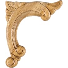 Paint Grade Pressed Wood Carved Acanthus Applique Onlay - Right Curve - 4-1/2"H x 3-3/4"W x 5/16"D