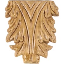 Paint Grade Pressed Wood Carved Acanthus Applique Onlay - 4-1/4"H x 3-5/8"W x 5/16"D