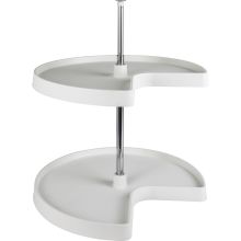 24 Inch Kidney Shaped Two Tier Two Shelf Lazy Susan Set with Adjustable Height Center Pole