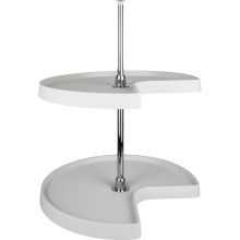 24 Inch Kidney Shaped Lazy Susan Two Shelf Set with Metal Hubs