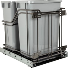15" Bottom Mount 35 Qt Double Bin Pull Out Trash Can with Full Extension and Soft Close Slides - Bins / Cans Included