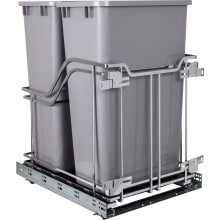 15" W Bottom Mount Double Pull Out Trash Can with Soft Close Slides for 50 Quart Bins - Included