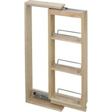 36 Inch Tall 3 Inch Wide Base Filler Pull Out Organizer with Adjustable Shelves and Full Extension Ball Bearing Slides
