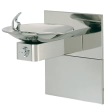 Wall Mounted Polished Stainless Steel Drinking Fountain with Sculpted Bowl and Back Plate