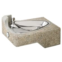 Barrier-free, wall mounted, vibra-cast reinforced concrete drinking fountain with exposed aggregate finish.