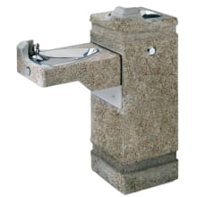 Hi-Lo barrier-free, concrete pedestal drinking fountain with exposed aggregate finish.