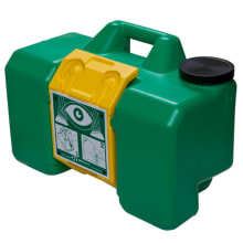 9-gallon capacity gravity operated portable eyewash supplied with 1 bottle of bacteriostatic additive.